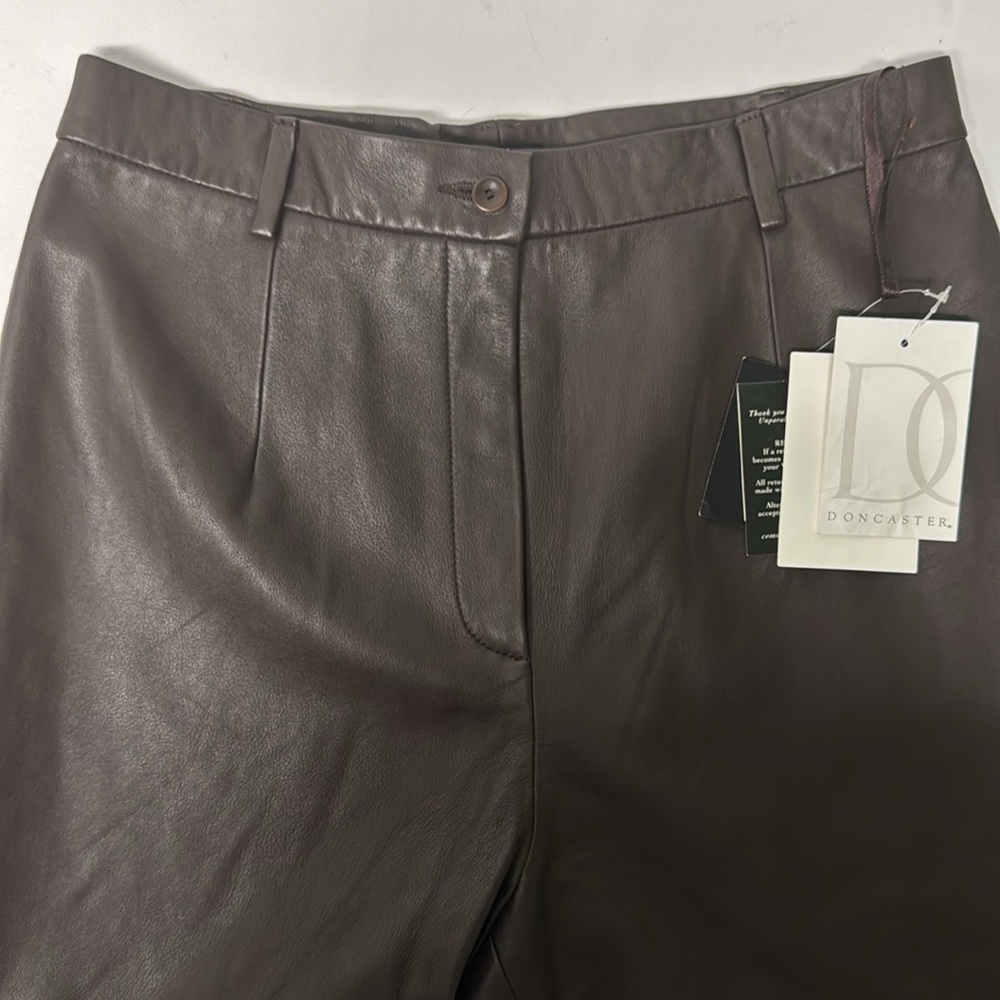Doncaster Brown Leather Pants Size 8 - Picture 7 of 11